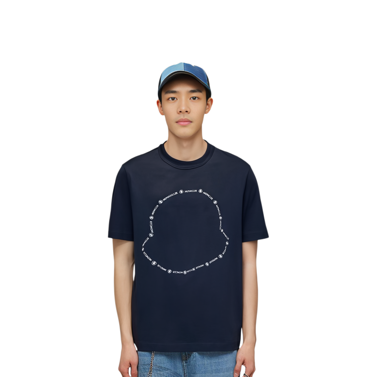 Cheap 몽클레르 크루넥 반팔 티셔츠 블루 H10918C000278390T778