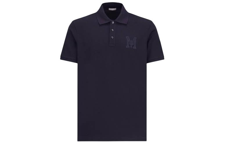 Moncler  Dark Blue Polo Shirt Short Sleeve with Button Closure. J10918A0000889A1677X