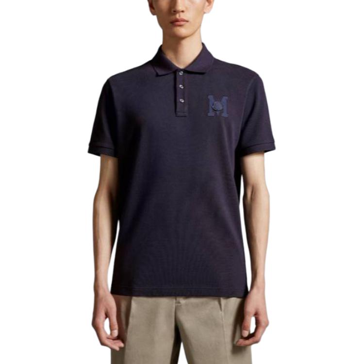 Moncler  Dark Blue Polo Shirt Short Sleeve with Button Closure. J10918A0000889A1677X 圖 3