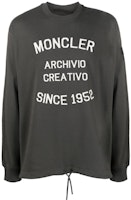 Moncler Dark Grey Crewneck Sweatshirt with Embroidered Logo. I10918G00022M2327 Moncler Dark Grey Crewneck Sweatshirt with Embroidered Logo. I10918G00022M2327