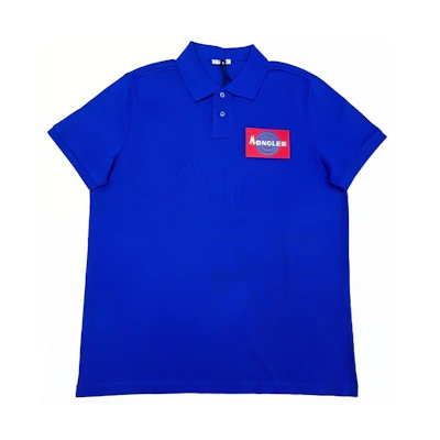 Moncler Electric Blue Logo Polo Short Sleeve T-Shirt. 2091832450084556745