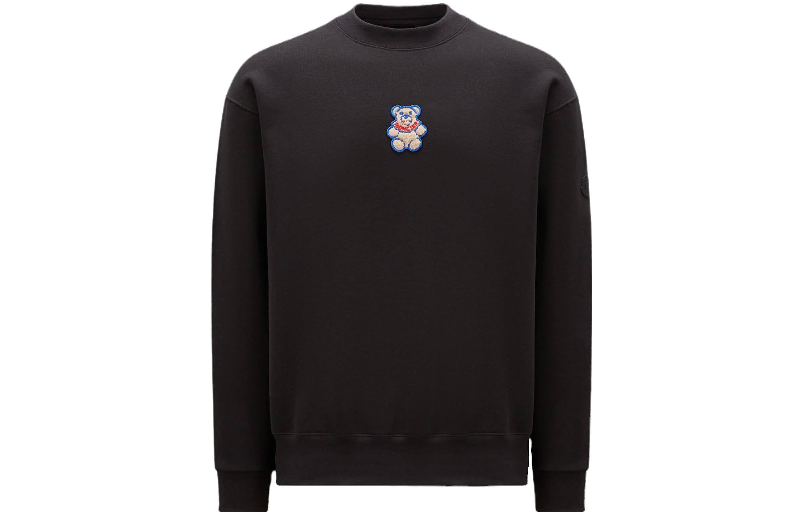 Moncler  Embroidered Crewneck Sweatshirt Black Long Sleeve Casual Wear. I20918G00045809KX999