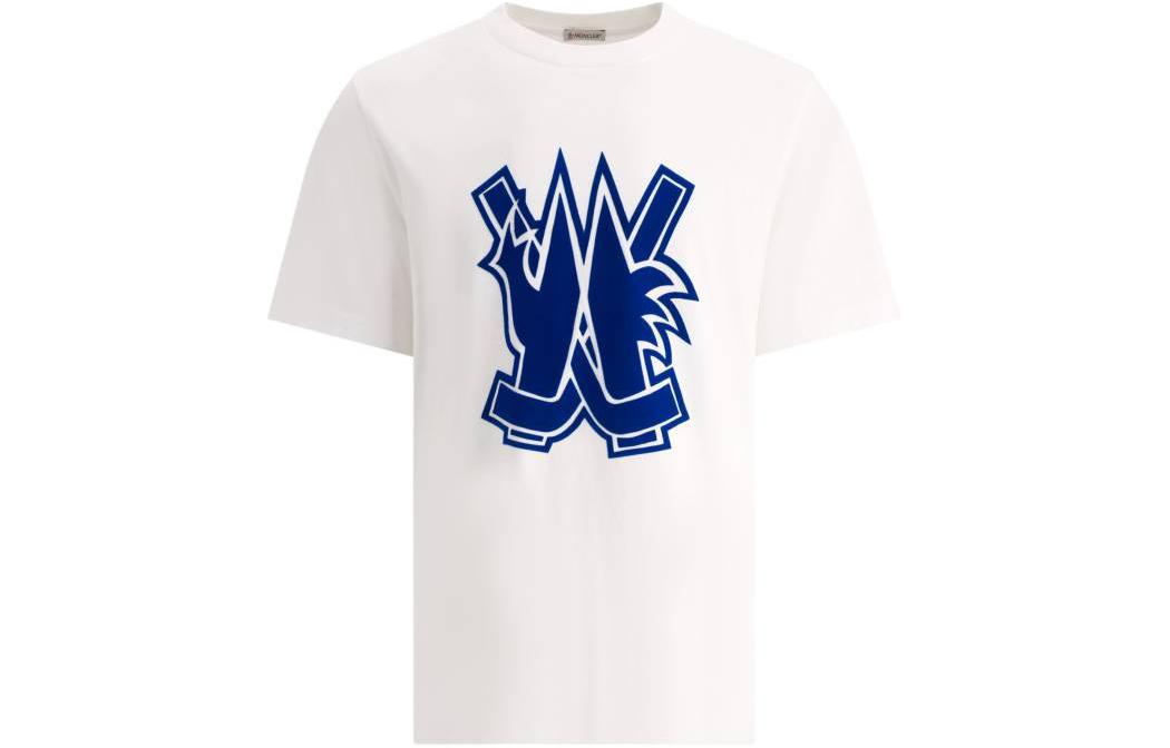 Order Moncler  Graphic Print Crewneck White Short Sleeve T-Shirt 8C0006589A7G002