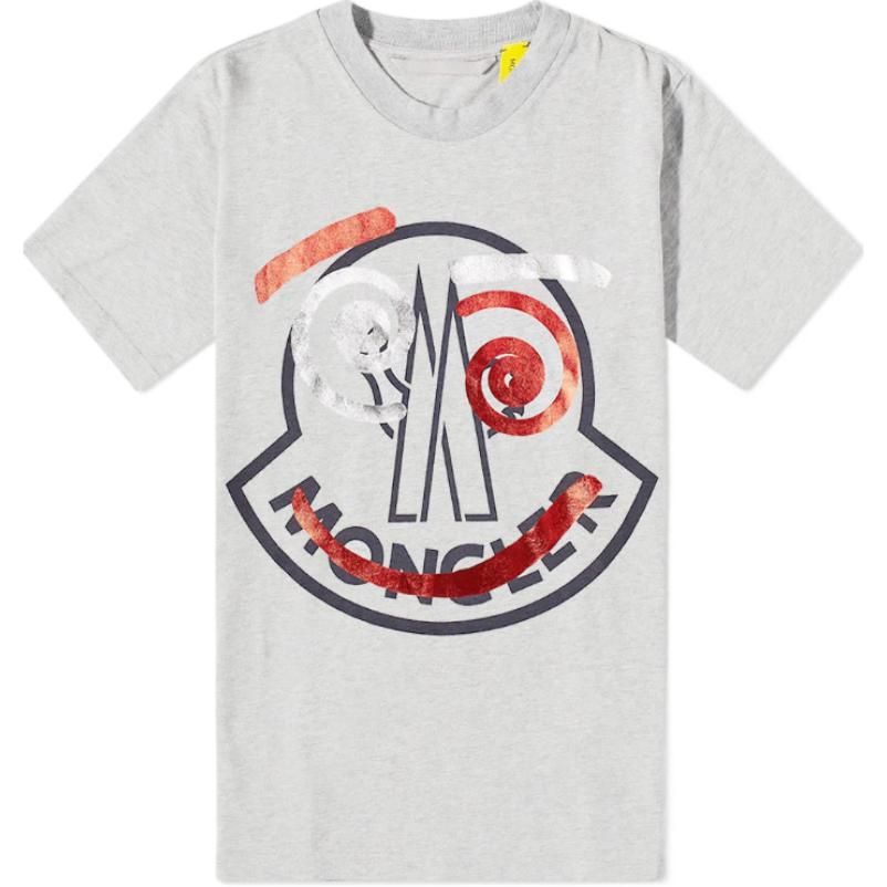Moncler  Gray Crewneck T-Shirt with Front Print Design. H20928C00003M2326984