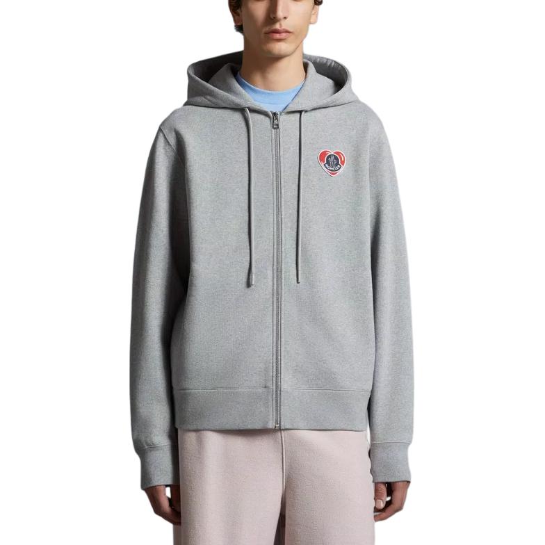 Shop Sudadera Casual con Capucha Gris Cremallera Manga Larga de Moncler. J10918G00028899V4981