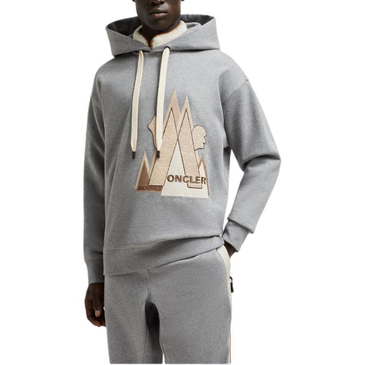 Purchase Moncler  Gray Logo Hoodie Pullover Long Sleeve Sweatshirt. J20978G0000589A83984