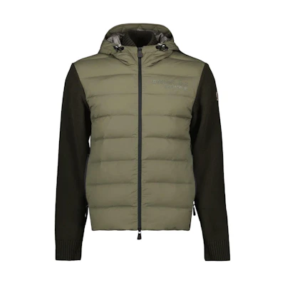 Moncler Green Hooded Down Jacket with Zipper Details. I20979B00003M1122886