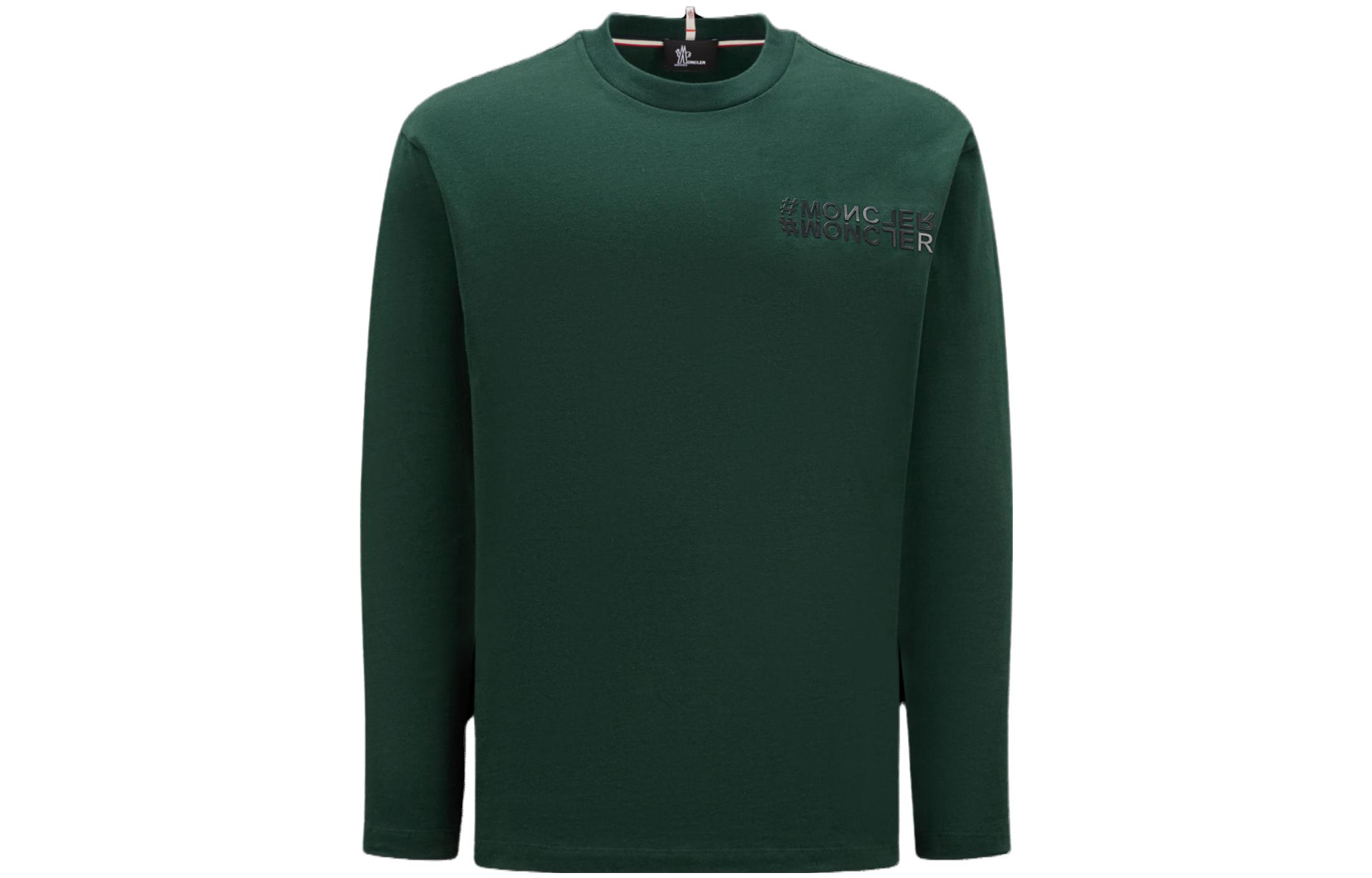 Moncler  Green Long Sleeve T-Shirt with Letter Print I20978D000028392787F