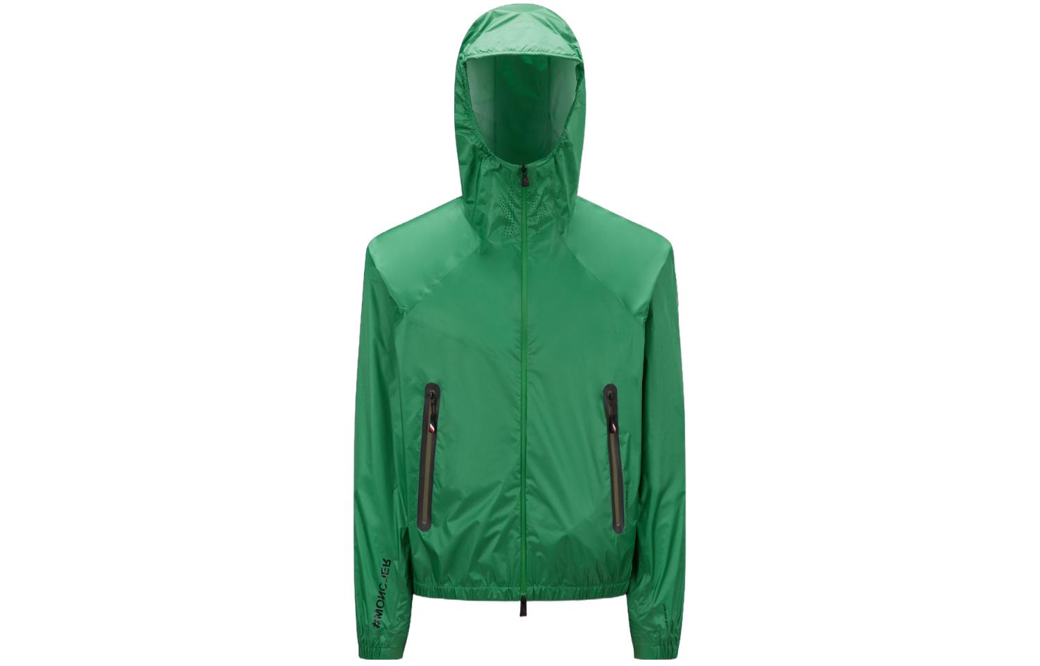 Moncler  Green Solid Zip-Up Hooded Slim Fit Jacket I10971A000105955N850