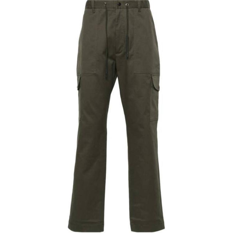 Moncler  Green Utility Cargo Pants with Solid Color and Drawstring. J20912A0002057314835