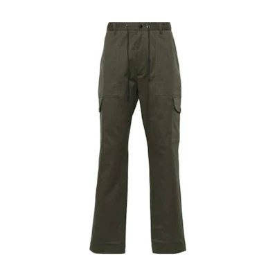 Moncler Green Utility Cargo Pants with Solid Color and Drawstring. J20912A0002057314835