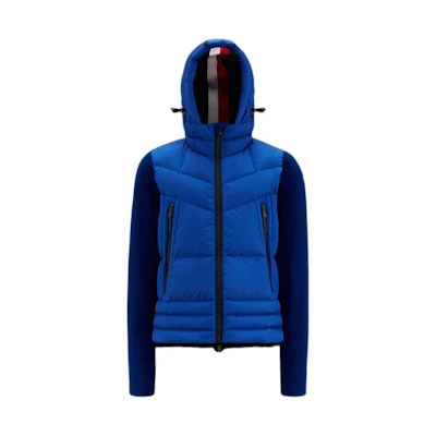 Moncler Grey Blue Hoodie with Zipper and Patchwork Design. H20978G0002780093755