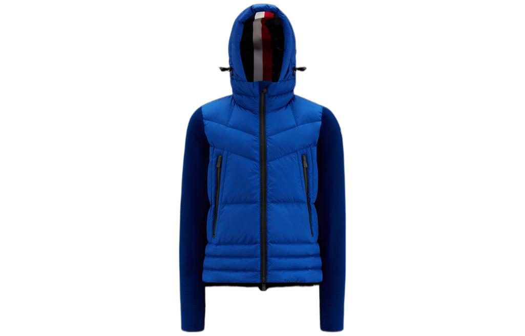 Moncler  Grey Blue Hoodie with Zipper and Patchwork Design. H20978G0002780093755 圖 2