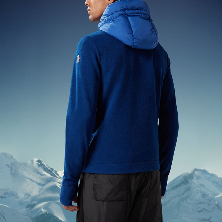 Moncler  Grey Blue Hoodie with Zipper and Patchwork Design. H20978G0002780093755 圖 4