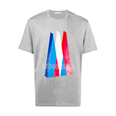 Moncler Grey Geometric Print Short Sleeve T-Shirt. F20918C784108390T987