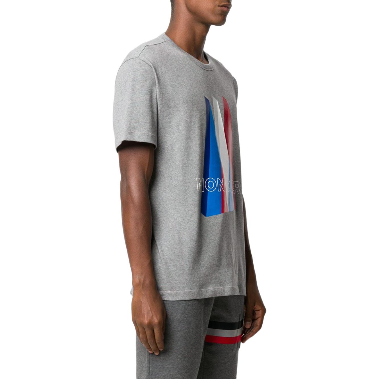 Lookbook Moncler 灰色幾何印花短袖T恤 F20918C784108390T987