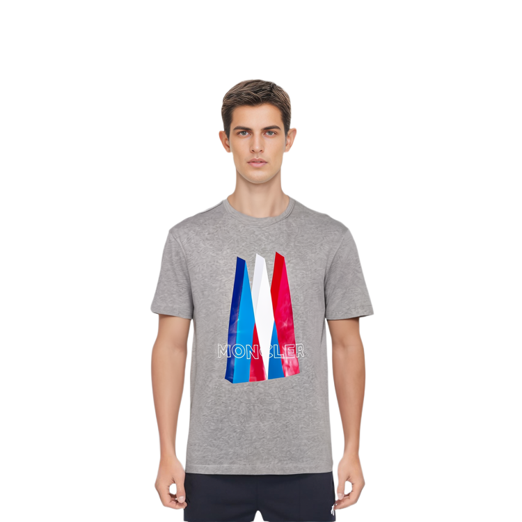 Details for Moncler 灰色幾何印花短袖T恤 F20918C784108390T987