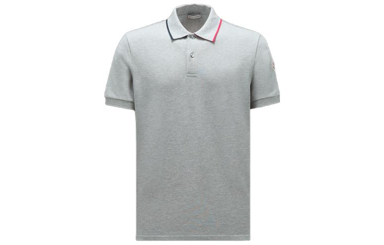 Order Moncler  Grey Short Sleeve Polo Shirt with Logo Patch. I20918A0000584556986