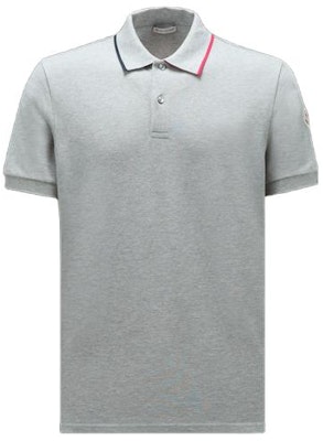 Moncler Grey Short Sleeve Polo Shirt with Logo Patch. I20918A0000584556986 Order Moncler Grey Short Sleeve Polo Shirt with Logo Patch. I20918A0000584556986