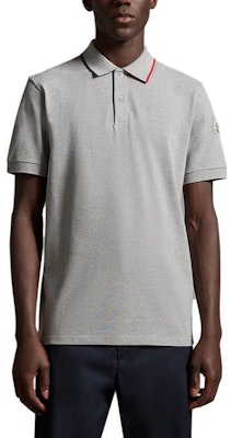 Moncler Grey Short Sleeve Polo Shirt with Logo Patch. I20918A0000584556986 Lookbook Moncler Grey Short Sleeve Polo Shirt with Logo Patch. I20918A0000584556986