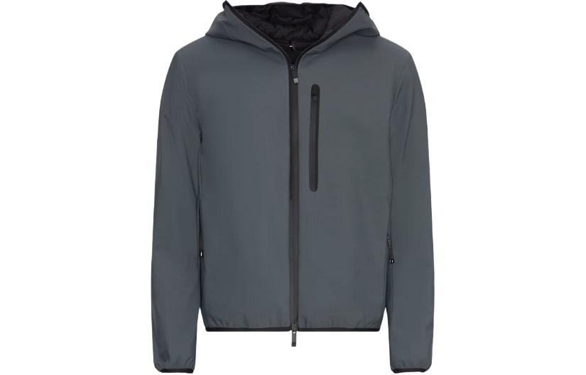 Moncler  Grey Solid Color Hooded Zip Slim Fit Jacket J10911A00014539DK877