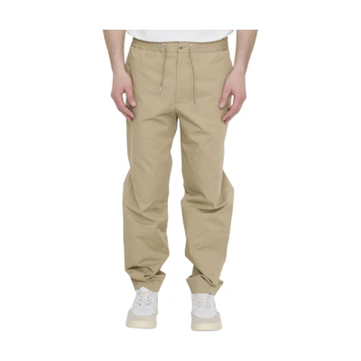 Moncler Khaki Loose Fit Casual Pants with Solid Color and Pockets. 2A00037597LL202