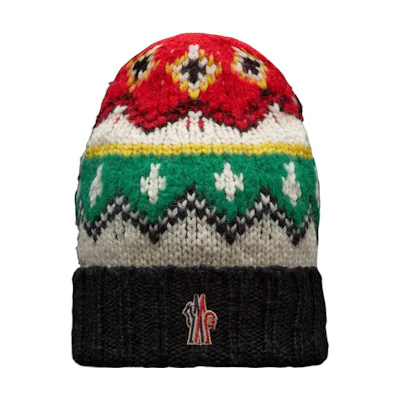 Moncler Knitted Logo Beanie Hat Multicolor. I20973B00019M2865
