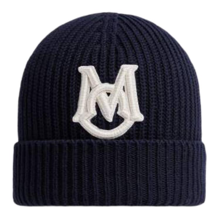 Moncler  Logo Embroidered Cotton Knit Beanie Navy Blue. J20913B00027M1509742