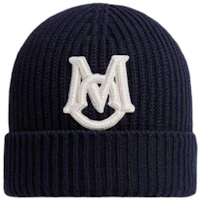 Moncler Logo Embroidered Cotton Knit Beanie Navy Blue. J20913B00027M1509742 Moncler Logo Embroidered Cotton Knit Beanie Navy Blue. J20913B00027M1509742