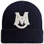 Buy Moncler Logo Embroidered Cotton Knit Beanie Navy Blue. J20913B00027M1509742