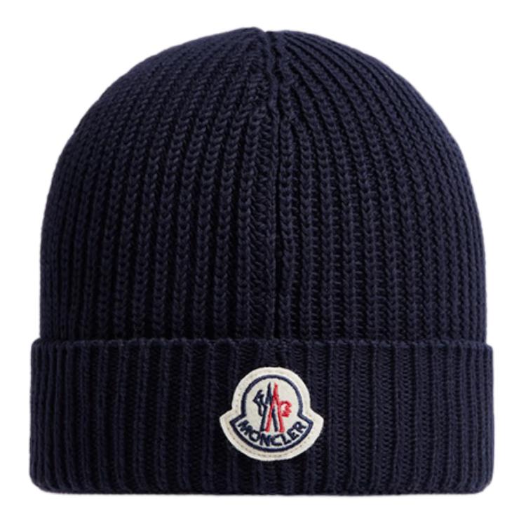 Lookbook Moncler  Logo Embroidered Cotton Knit Beanie Navy Blue. J20913B00027M1509742