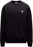 Moncler Logo Patch Crewneck Sweatshirt Black Long Sleeve Pullover. J10918G00072809KR999 Moncler Logo Patch Crewneck Sweatshirt Black Long Sleeve Pullover. J10918G00072809KR999