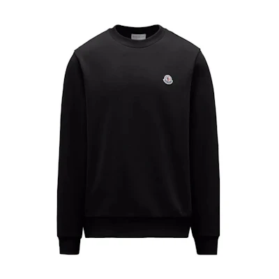Moncler Logo Patch Crewneck Sweatshirt Black Long Sleeve Pullover. J10918G00072809KR999