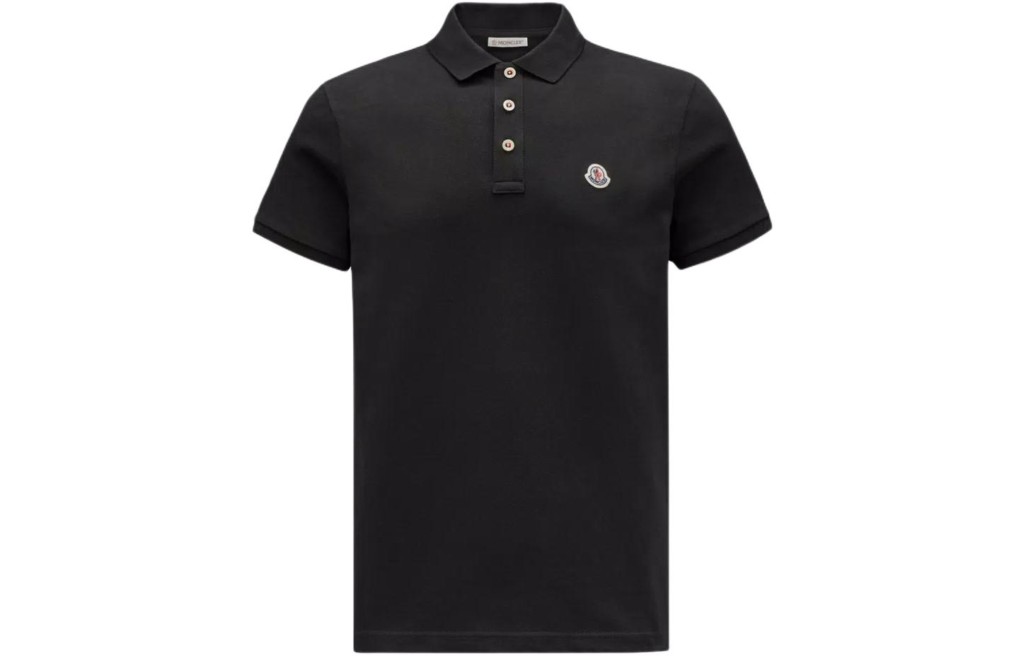 Buy Moncler  Logo Patch Polo Shirt Black Short Sleeve Classic Design. J10918A0002484556999