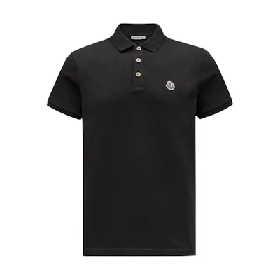 Moncler Logo Patch Polo Shirt Black Short Sleeve Classic Design. J10918A0002484556999