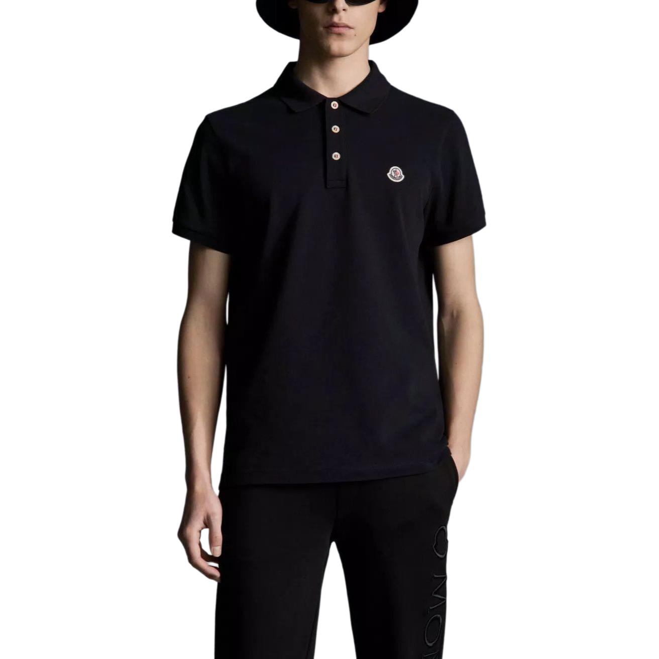 Lookbook Moncler  Logo Patch Polo Shirt Black Short Sleeve Classic Design. J10918A0002484556999