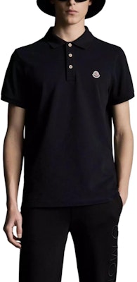 Moncler Logo Patch Polo Shirt Black Short Sleeve Classic Design. J10918A0002484556999 Lookbook Moncler Logo Patch Polo Shirt Black Short Sleeve Classic Design. J10918A0002484556999
