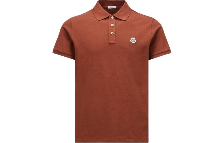 Moncler  Logo Patch Polo Shirt in Solid Red-Brown. J10918A0002484556273
