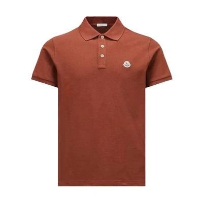 Moncler Logo Patch Polo Shirt in Solid Red-Brown. J10918A0002484556273