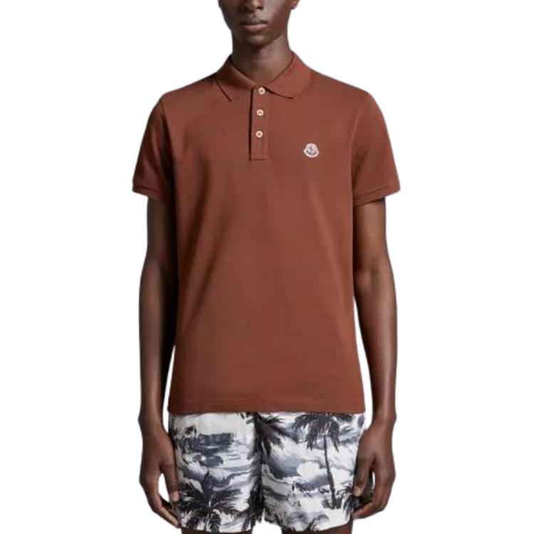 Lookbook 蒙克勒标志贴片红棕色纯色 Polo 衫 J10918A0002484556273