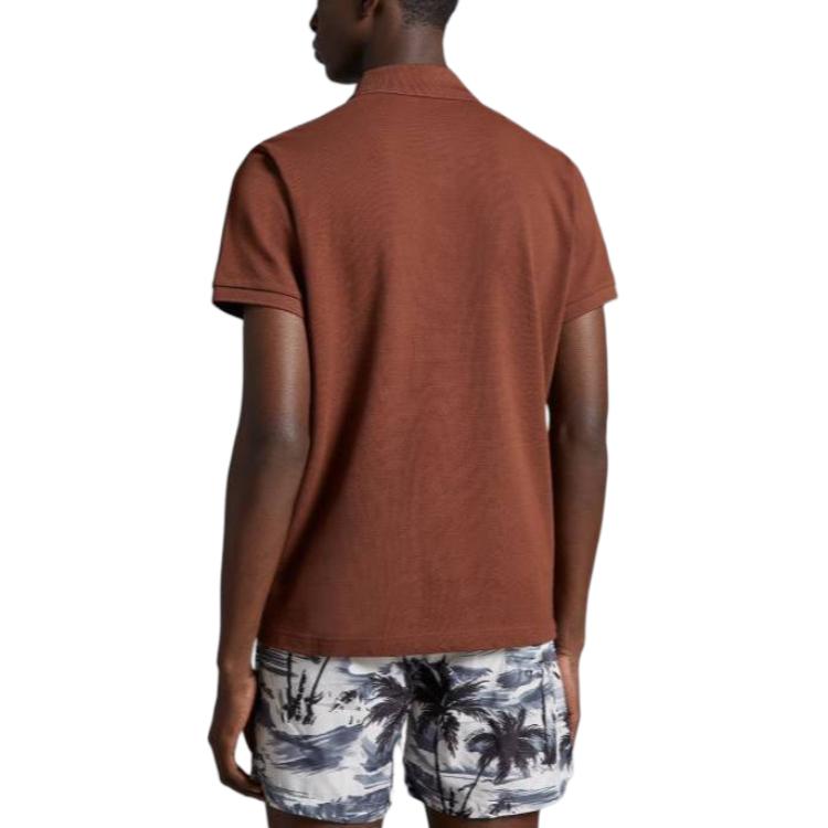 Shop 蒙克勒标志贴片红棕色纯色 Polo 衫 J10918A0002484556273