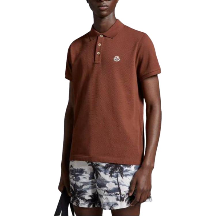 Purchase 蒙克勒标志贴片红棕色纯色 Polo 衫 J10918A0002484556273
