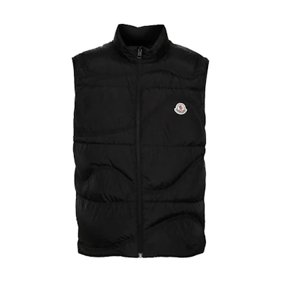 Moncler Logo Patch Sleeveless Zipped Vest Black J10911A001195396L999