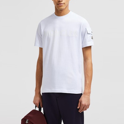 Moncler Logo Pocket Crewneck T-Shirt Optical White J20918C000548390T001 Shop Moncler Logo Pocket Crewneck T-Shirt Optical White J20918C000548390T001