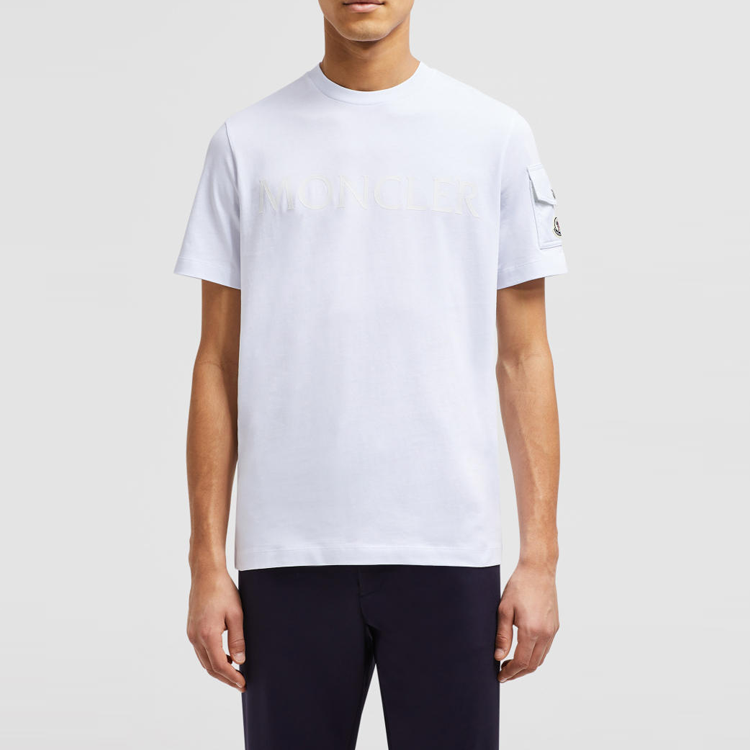 Purchase Moncler Kaos Crewneck Logo Saku Optical Putih J20918C000548390T001