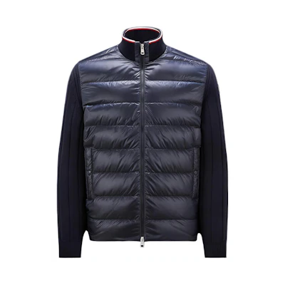 Moncler Navy Blue Cardigan Down Jacket with Zipper and Solid Stitch Design I20919B00001M1509742