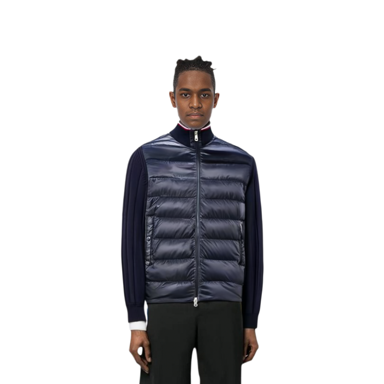 Cheap Chaqueta Cárdigan Azul Marino Moncler con Cremallera y Diseño de Puntada Sólida I20919B00001M1509742