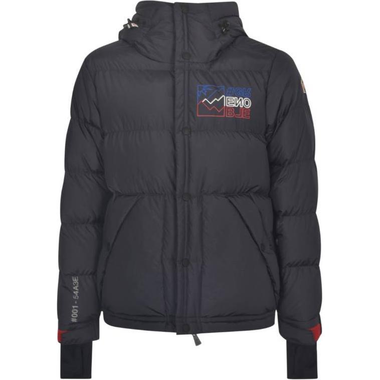 Moncler  Navy Blue Hooded Down Jacket with Zipper and Long Sleeves. I20971A0001954A3E778