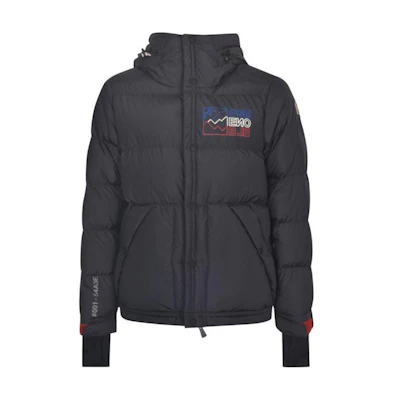 Moncler Navy Blue Hooded Down Jacket with Zipper and Long Sleeves. I20971A0001954A3E778