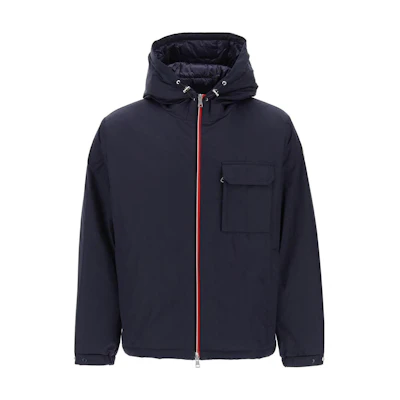 Moncler Navy Blue Hooded Zip-Up Jacket. 1A0007854A9174S